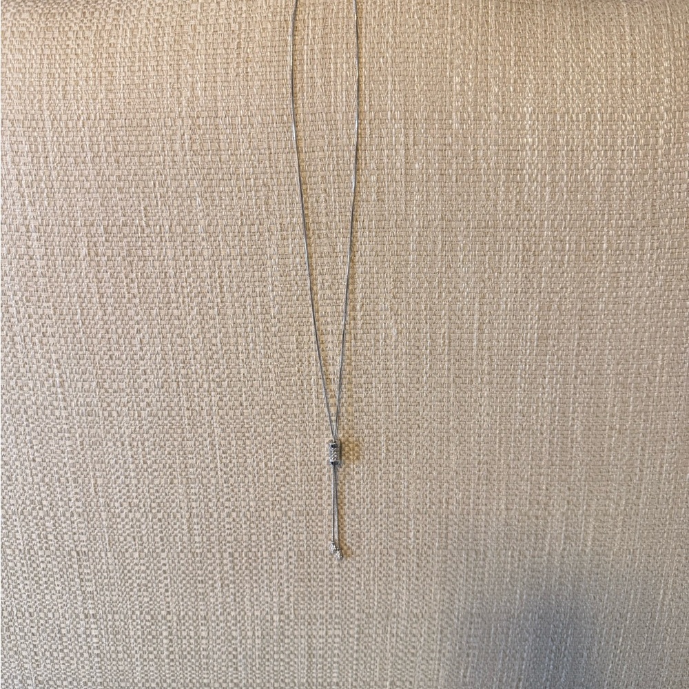 Silver and diamond slide lariat necklace